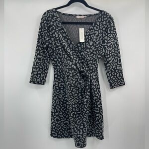 francesca's Animal Print Dress side knot tie front mini leopard Nwt medium